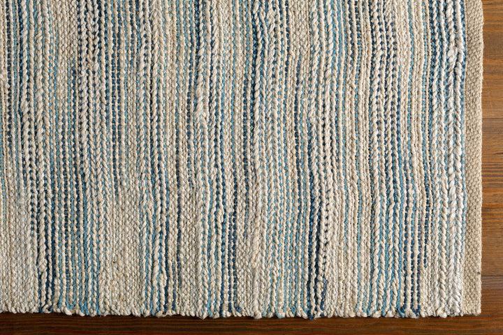 Castillejos Modern Abstract Ivory And Blue Hand Woven Area Rug - The Rug Decor