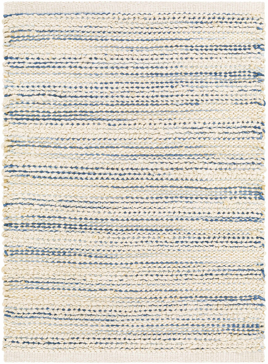 Castillejos Modern Abstract Ivory And Blue Hand Woven Area Rug - The Rug Decor