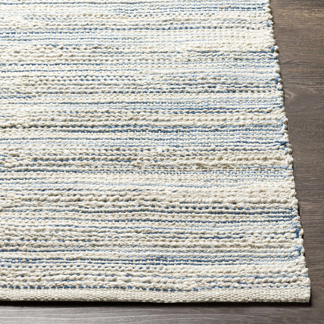 Castillejos Modern Abstract Ivory And Blue Hand Woven Area Rug - The Rug Decor