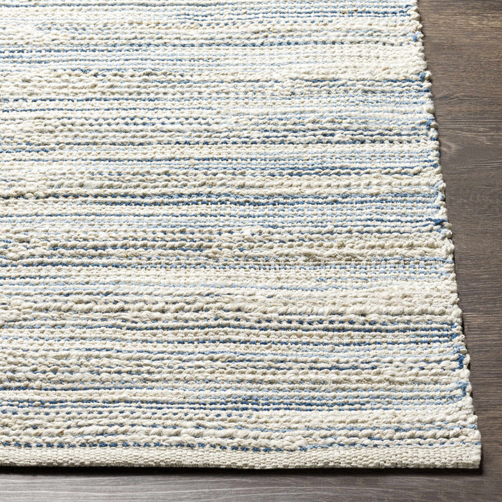 Castillejos Modern Abstract Ivory And Blue Hand Woven Area Rug - The Rug Decor