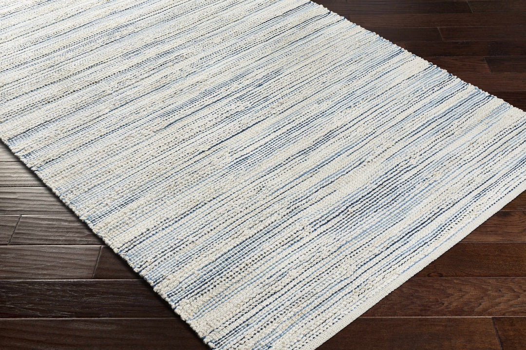 Castillejos Modern Abstract Ivory And Blue Hand Woven Area Rug - The Rug Decor
