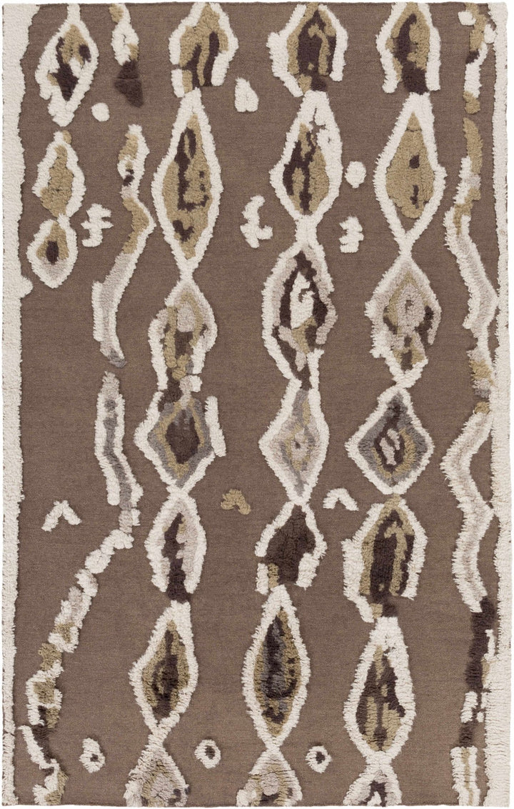Castle Modern Style Brown And Ivory Hand Woven Wool Area Rug - The Rug Decor