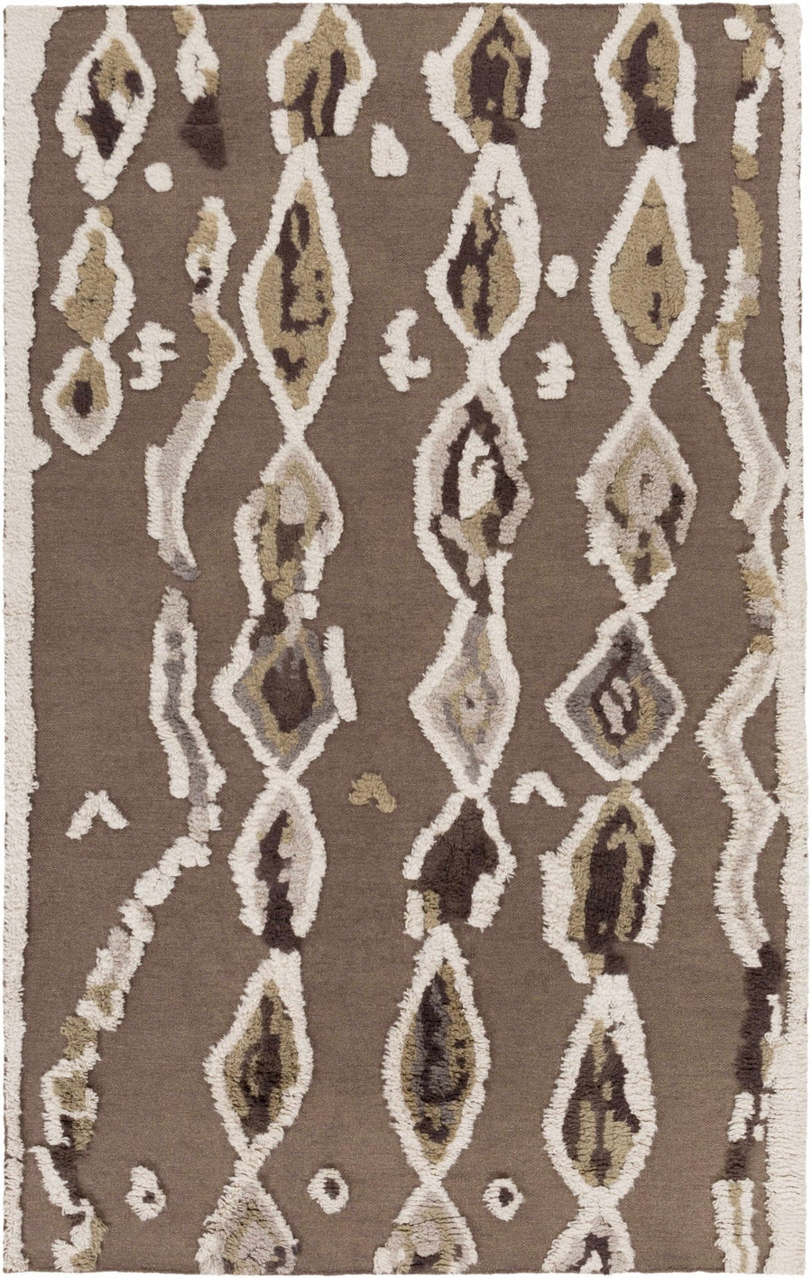 Castle Modern Style Brown And Ivory Hand Woven Wool Area Rug - The Rug Decor