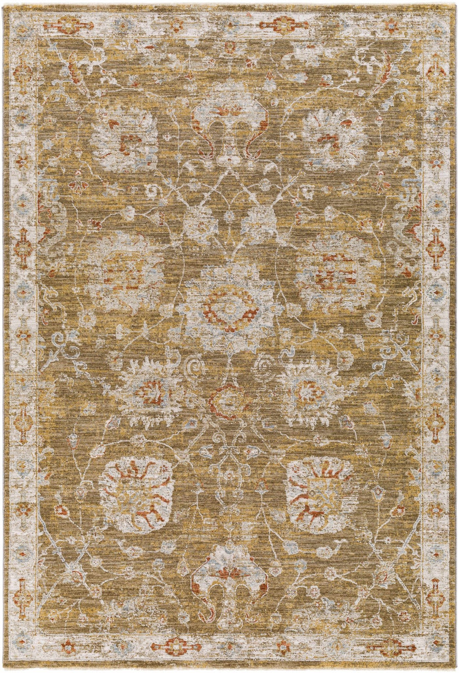 Castlegar Traditional Floral Design Brown And Ivory Area Rug - The Rug Decor