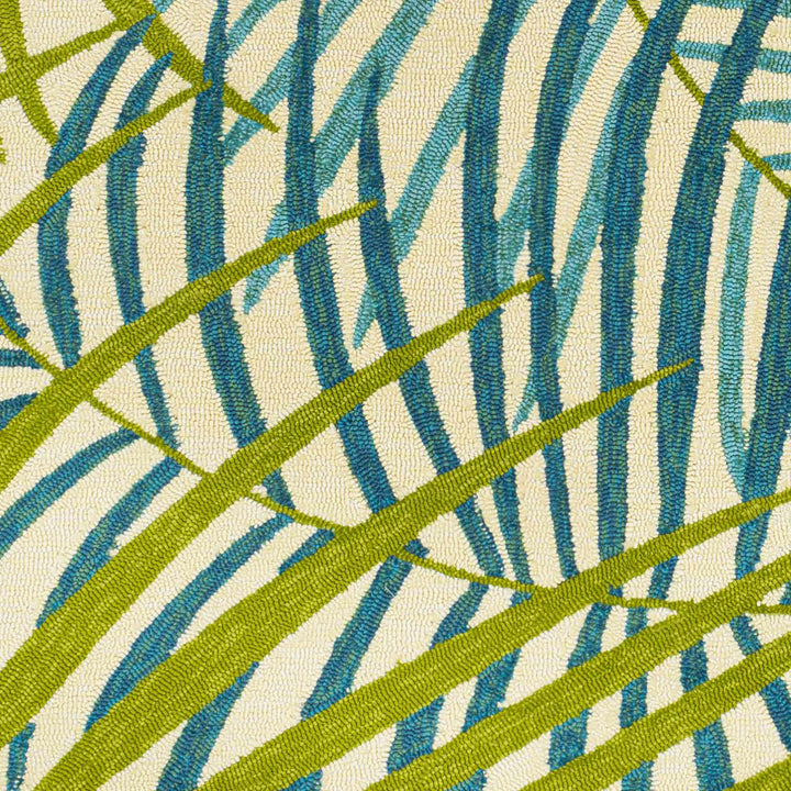 Castlerock Modern Leaf Pattern Blue And Green Hand Tufted Outdoor Area Rug - The Rug Decor