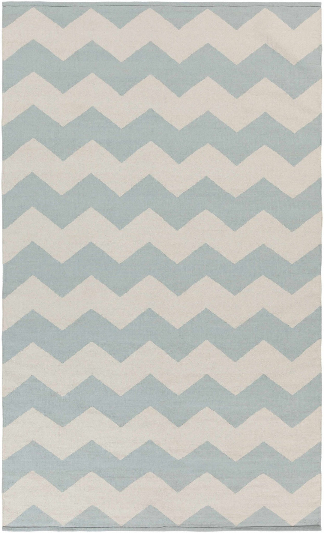 Caswell Chevron Geometrical Ivory And Blue Rug - The Rug Decor