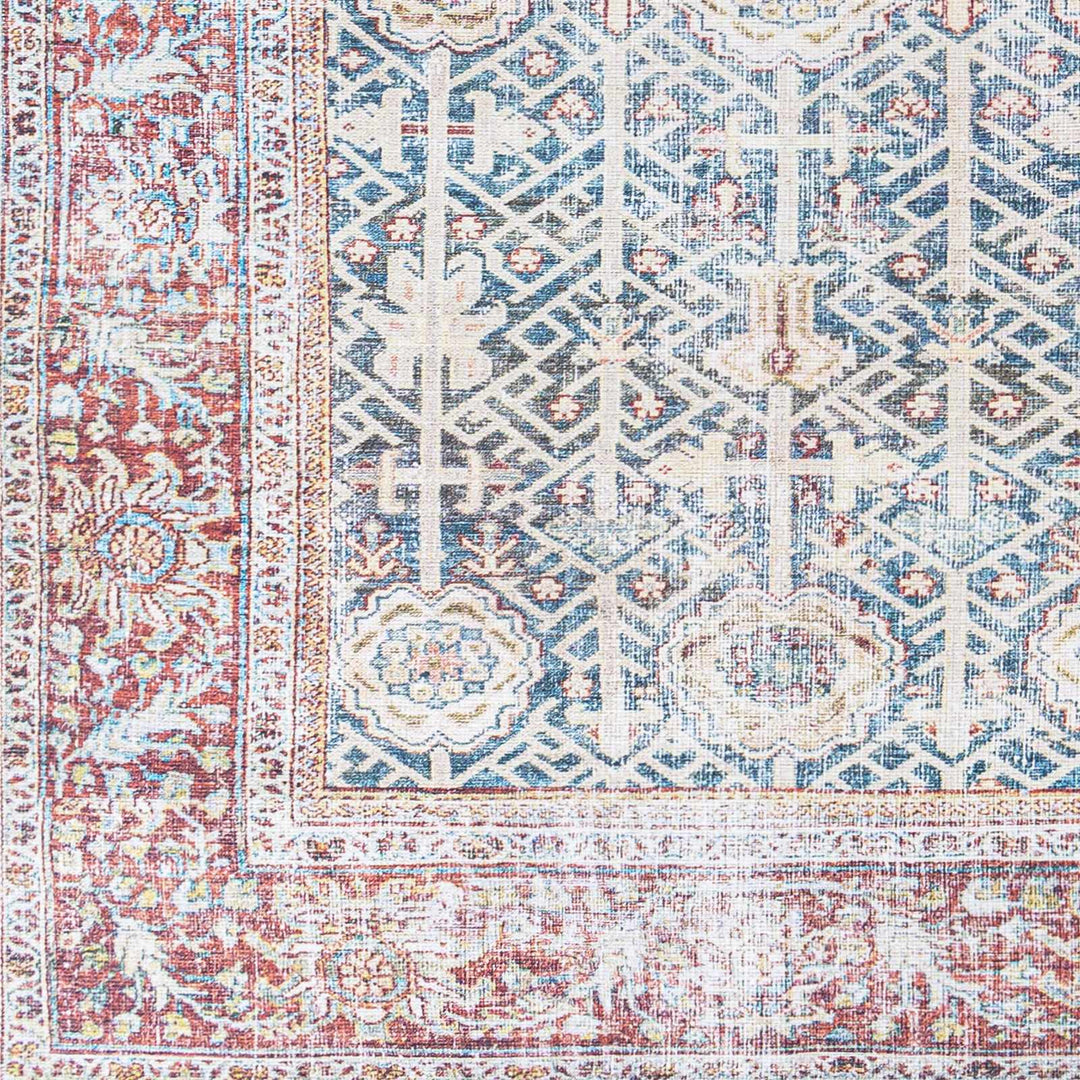 Catadupa Blue Traditional Style Distressed Washable Area Rug