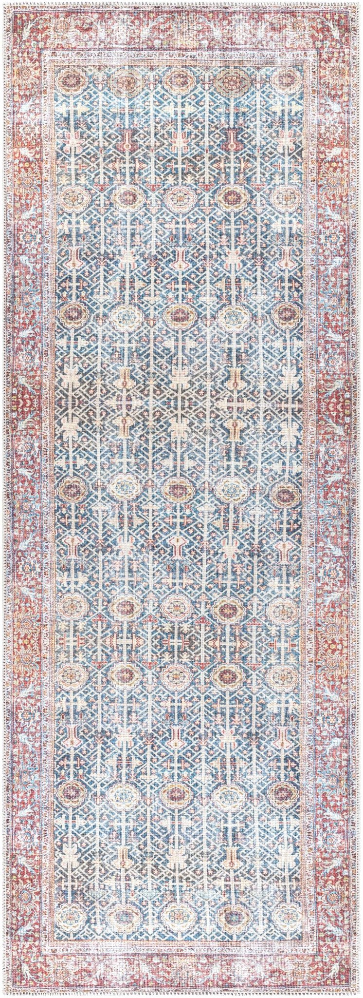 Catadupa Blue Traditional Style Distressed Washable Area Rug - The Rug Decor