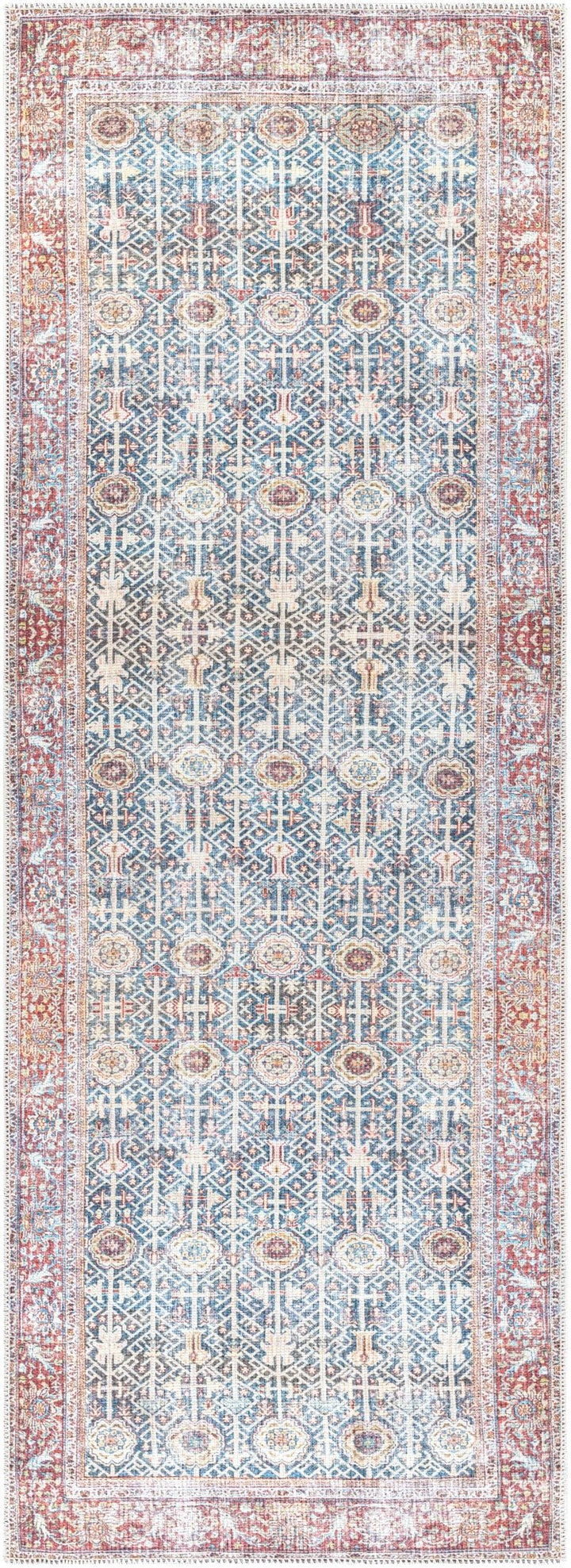 Catadupa Blue Traditional Style Distressed Washable Area Rug - The Rug Decor