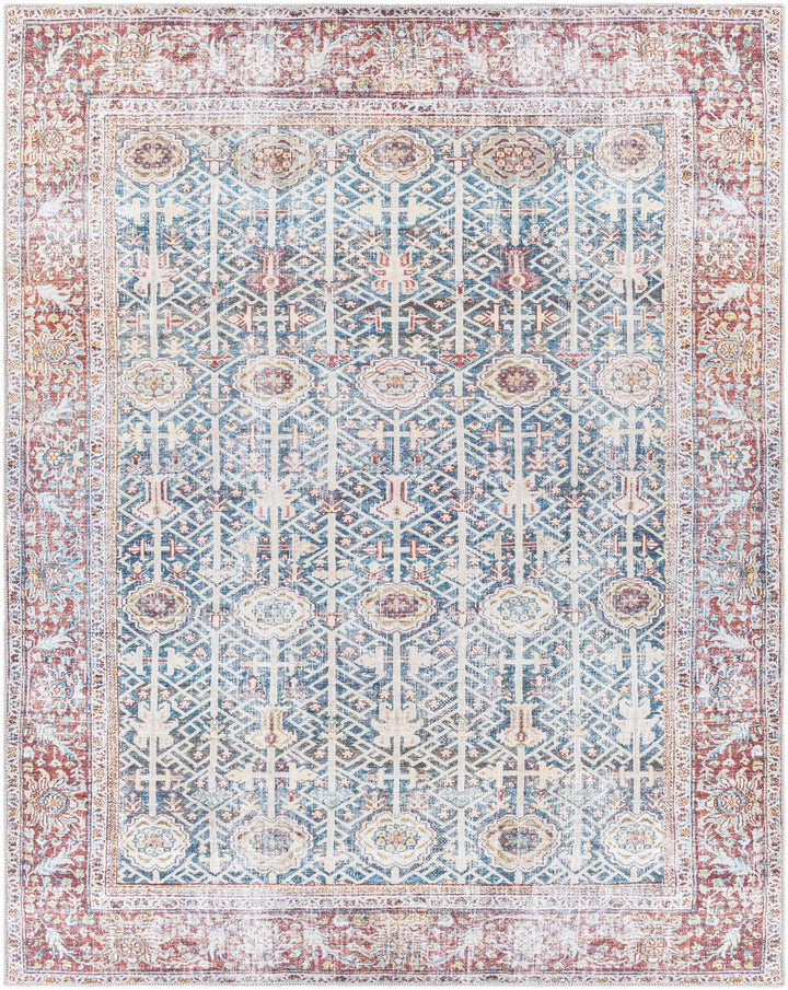 Catadupa Blue Traditional Style Distressed Washable Area Rug - The Rug Decor