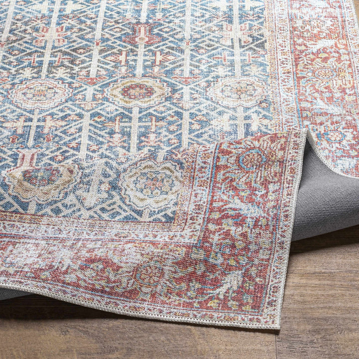 Catadupa Blue Traditional Style Distressed Washable Area Rug - The Rug Decor