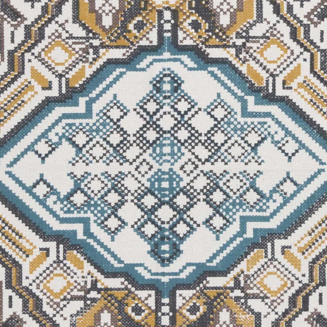 Catherine Contemporary Mustard And Blue Hand Woven Cotton Rug - The Rug Decor