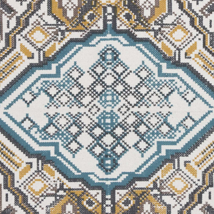 Catherine Contemporary Mustard And Blue Hand Woven Cotton Rug - The Rug Decor