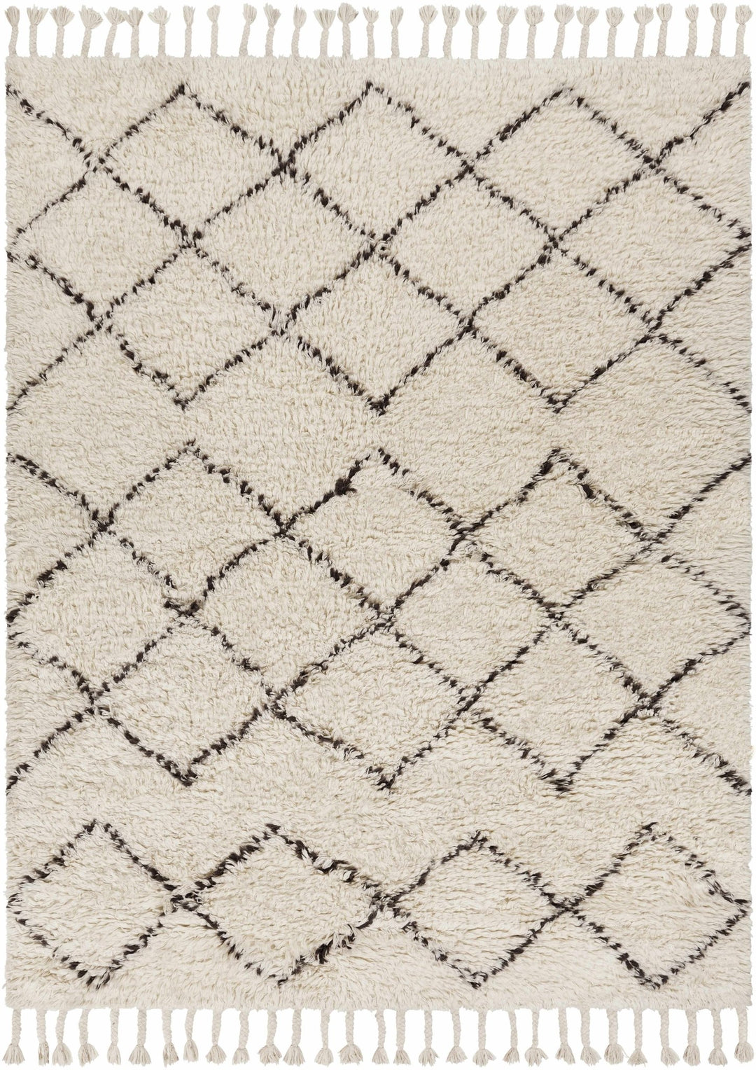 Catoosa Bohemian Trellis Pattern ivory Hand Woven Wool Rug - The Rug Decor