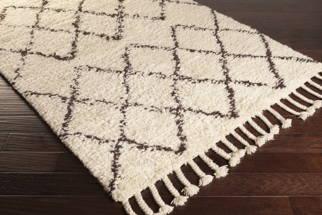 Catoosa Bohemian Trellis Pattern ivory Hand Woven Wool Rug - The Rug Decor