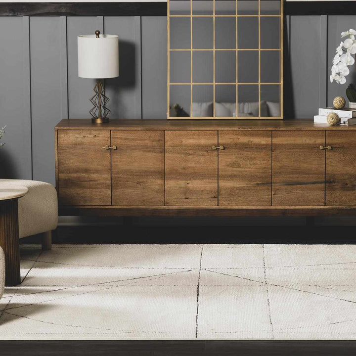 Cecily Contemporary Style Ivory And Black Area Rug - The Rug Decor