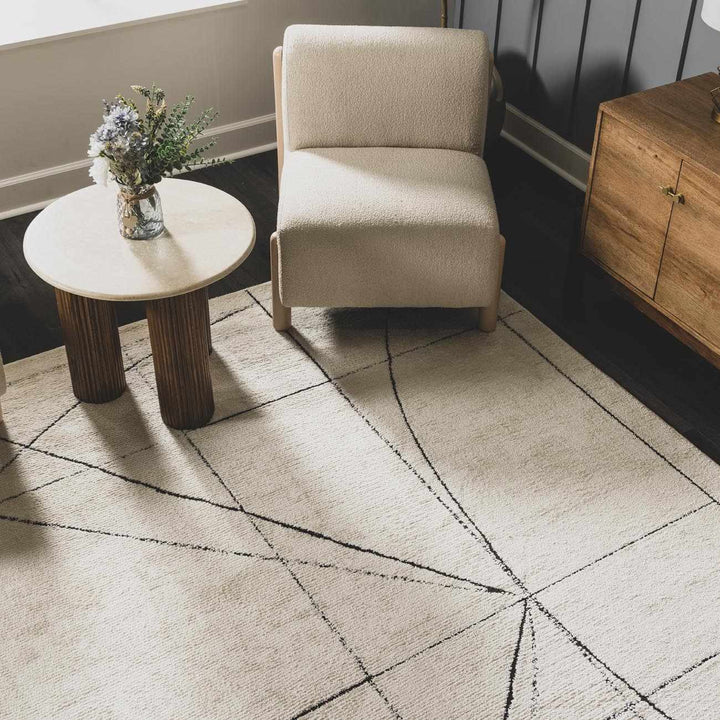 Cecily Contemporary Style Ivory And Black Area Rug - The Rug Decor
