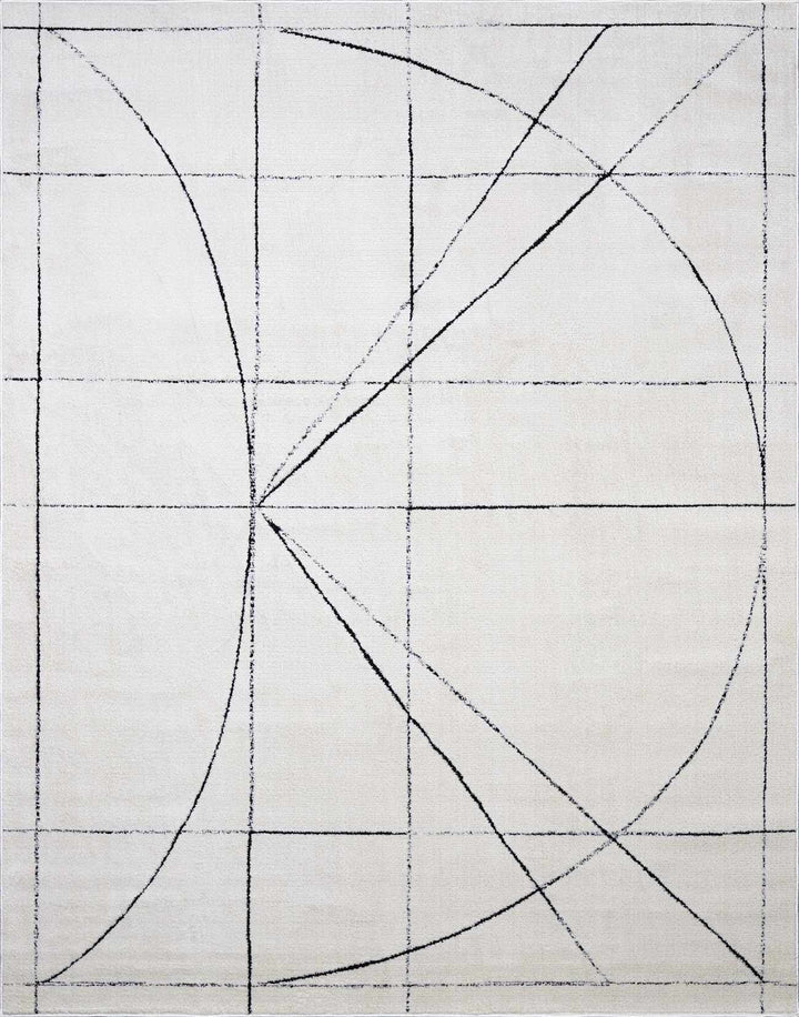 Cecily Contemporary Style Ivory And Black Area Rug - The Rug Decor