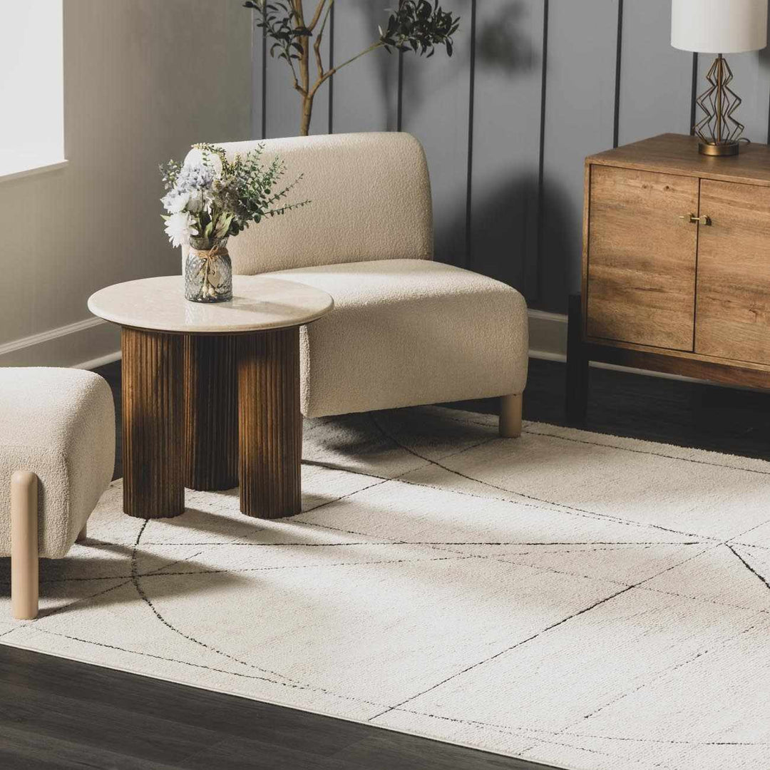 Cecily Contemporary Style Ivory And Black Area Rug - The Rug Decor