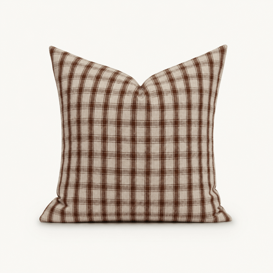 Cedar Red-Brown Woven Cotton Pillow Cover - The Rug Decor
