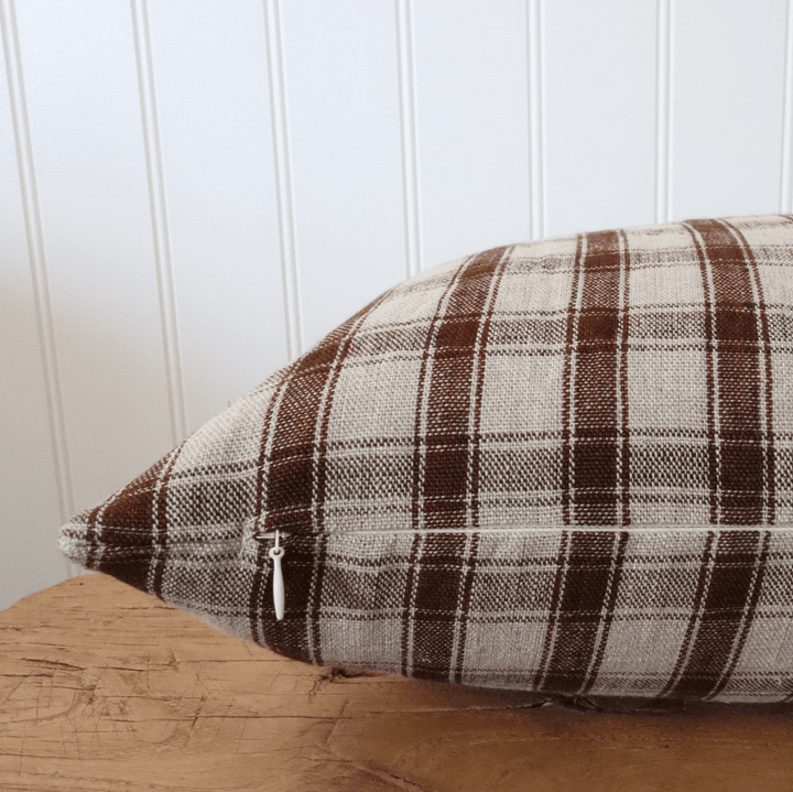 Cedar Red-Brown Woven Cotton Pillow Cover - The Rug Decor