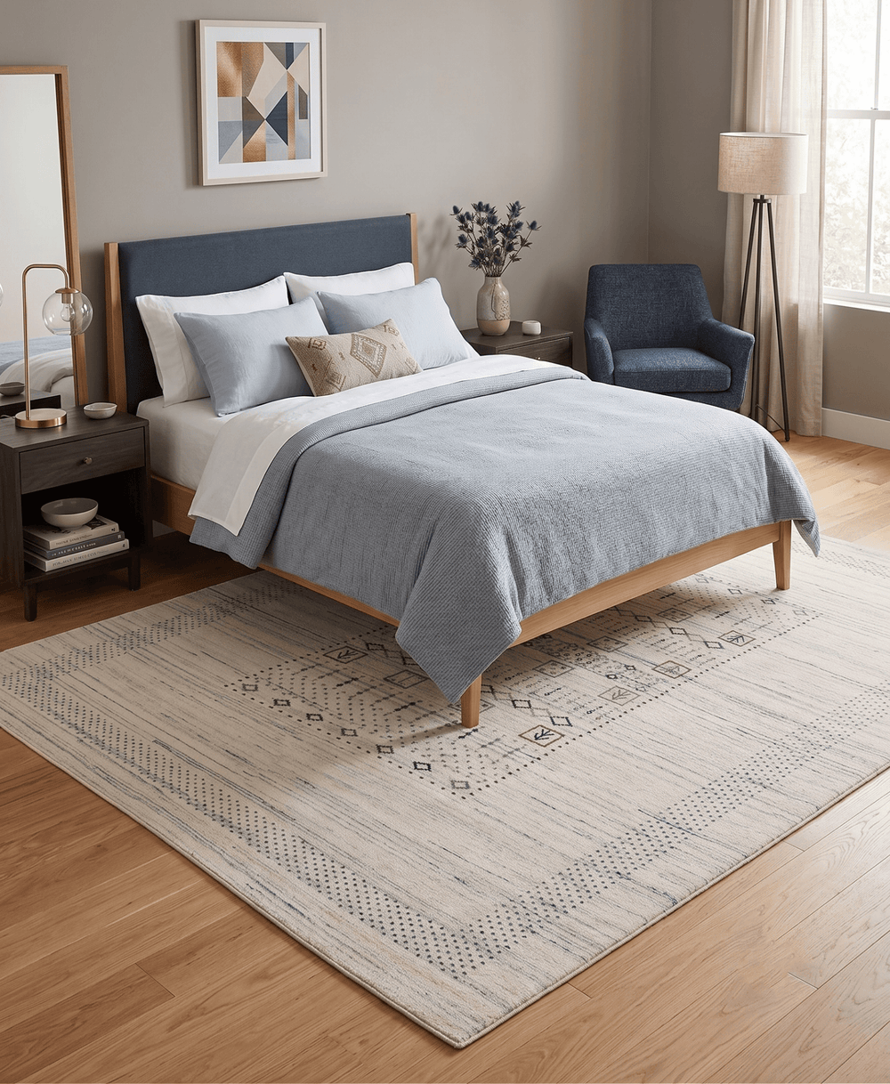 Center Pattern Natural Hand Loomed Wool Area Rug - The Rug Decor