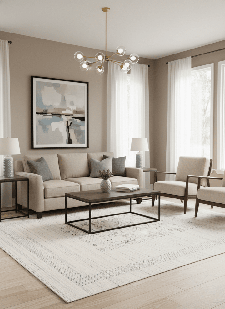 Center Pattern Natural Hand Loomed Wool Area Rug - The Rug Decor