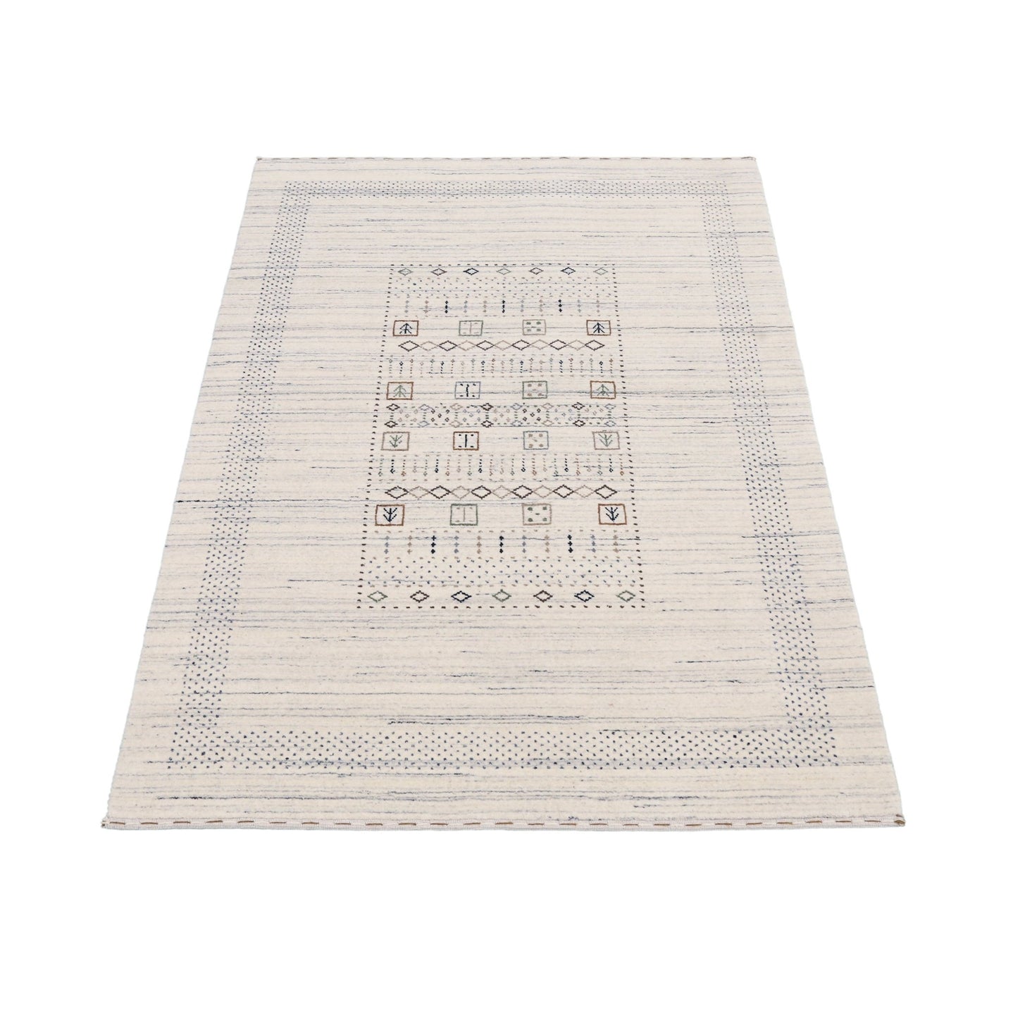 Center Pattern Natural Hand Loomed Wool Area Rug - The Rug Decor