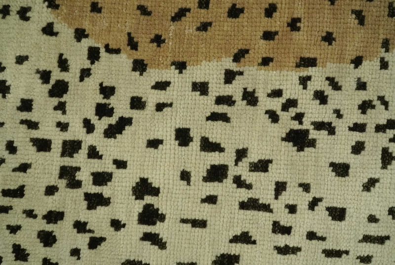 Chaia Dotted Beige, Camel and Charcoal Hand Knotted 2x3 wool area rug - The Rug Decor