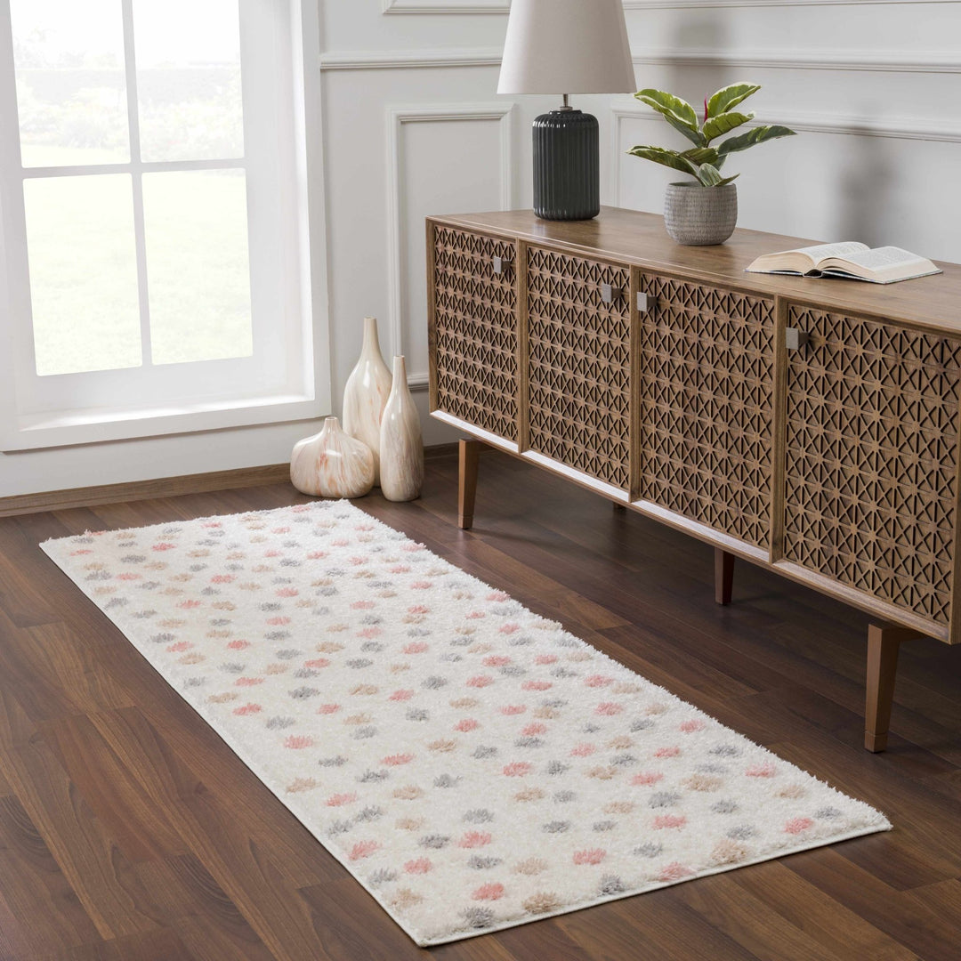 Chaia Dotted Beige, Rust, Blue and Olive Plush Pile Moroccan design Area Rug - The Rug Decor