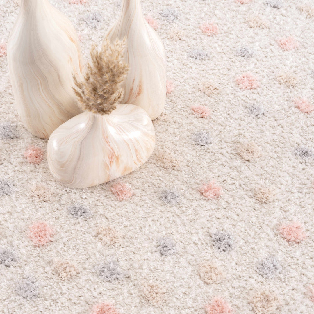 Chaia Dotted Beige, Rust, Blue and Olive Plush Pile Moroccan design Area Rug - The Rug Decor
