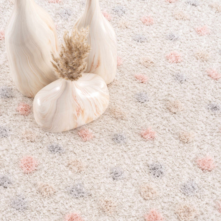 Chaia Dotted Beige, Rust, Blue and Olive Plush Pile Moroccan design Area Rug - The Rug Decor