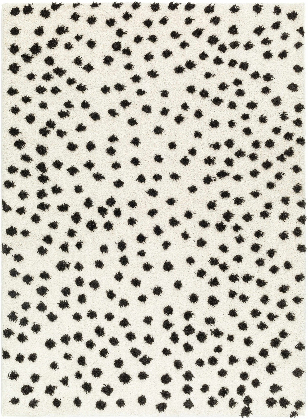 Chaia Dotted Contemporary Ivory and Black Plush Pile Area Rug - The Rug Decor