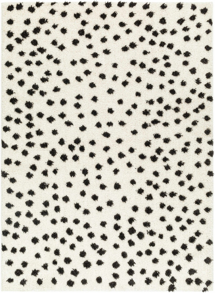 Chaia Dotted Contemporary Ivory and Black Plush Pile Area Rug - The Rug Decor