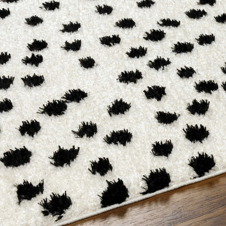 Chaia Dotted Contemporary Ivory and Black Plush Pile Area Rug - The Rug Decor