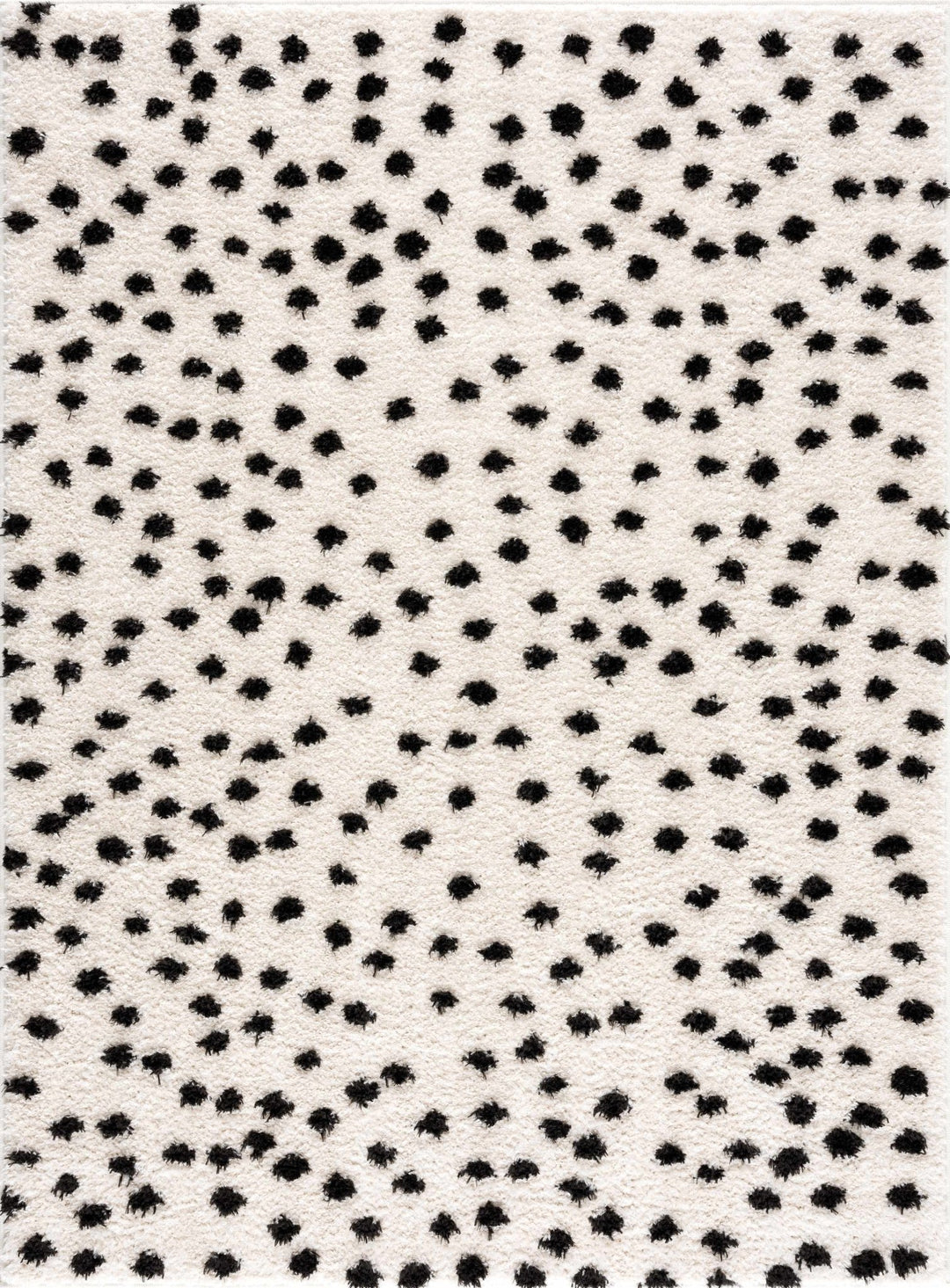 Chaia Dotted Contemporary Ivory and Black Plush Pile Area Rug - The Rug Decor