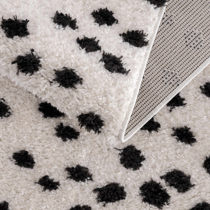 Chaia Dotted Contemporary Ivory and Black Plush Pile Area Rug - The Rug Decor