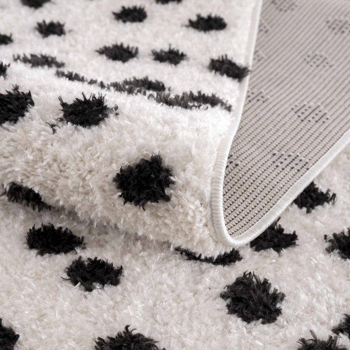Chaia Dotted Contemporary Ivory and Black Plush Pile Area Rug - The Rug Decor