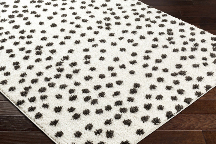 Chaia Dotted Contemporary Ivory and Black Plush Pile Area Rug - The Rug Decor