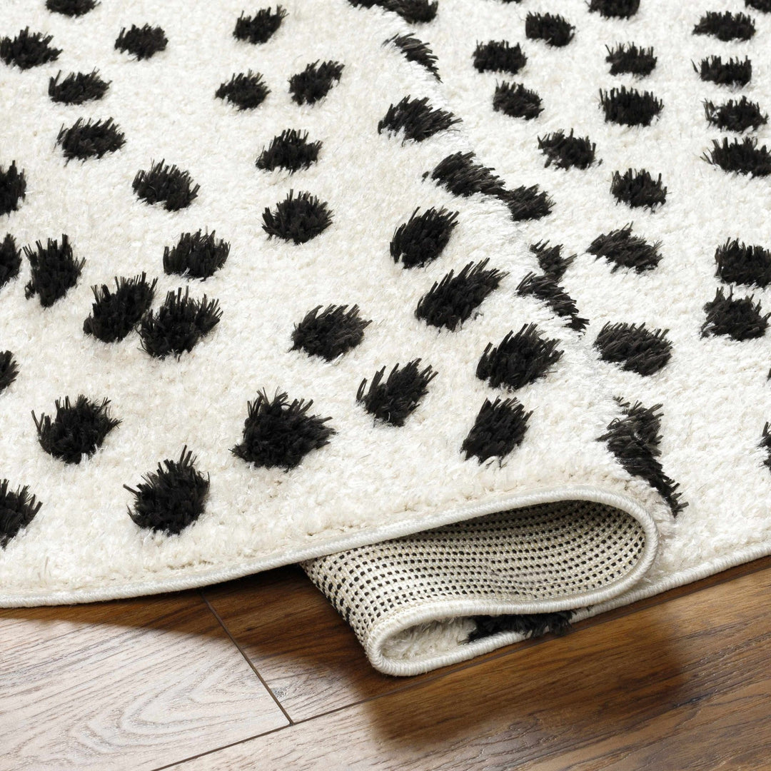 Chaia Dotted Contemporary Ivory and Black Plush Pile Area Rug - The Rug Decor