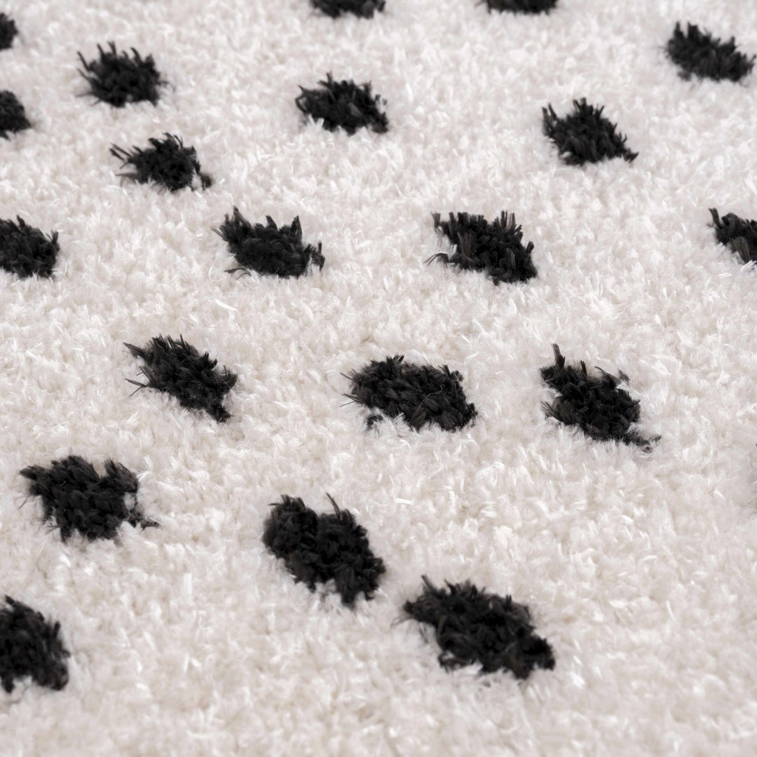 Chaia Dotted Contemporary Ivory and Black Plush Pile Area Rug - The Rug Decor