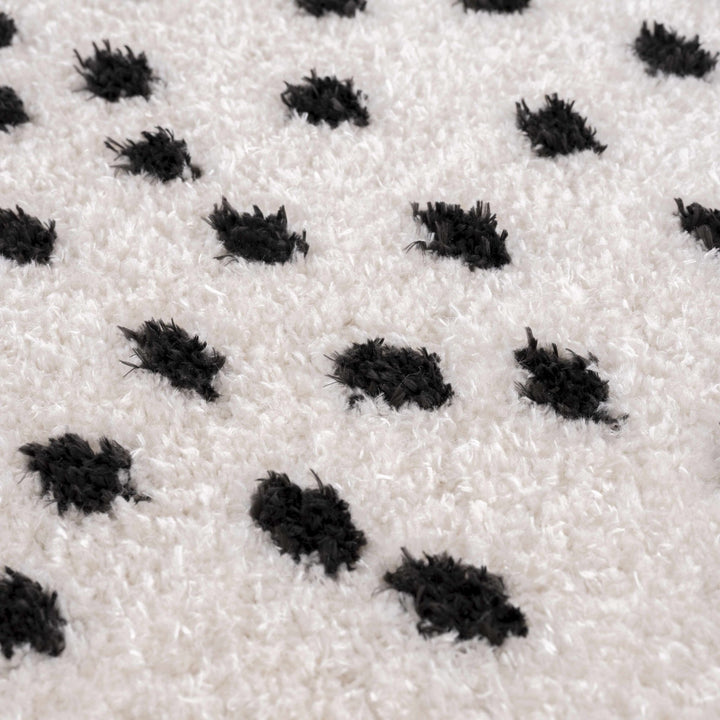 Chaia Dotted Contemporary Ivory and Black Plush Pile Area Rug - The Rug Decor
