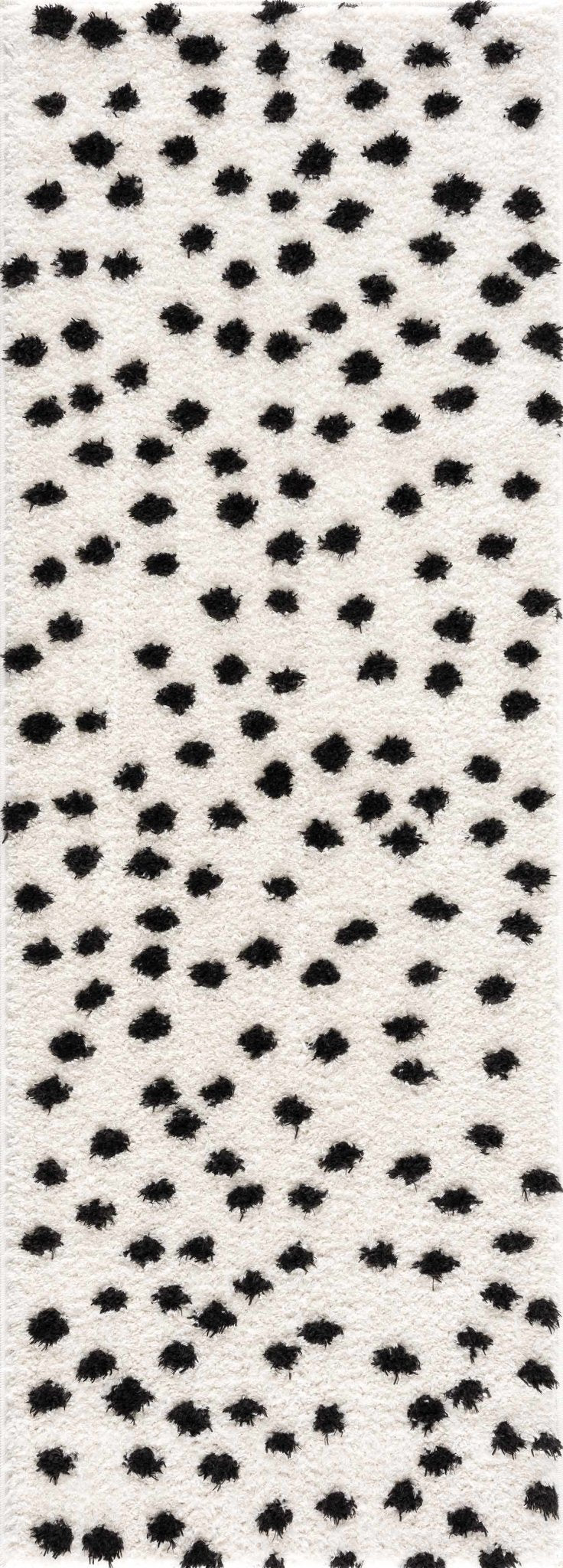 Chaia Dotted Contemporary Ivory and Black Plush Pile Area Rug - The Rug Decor