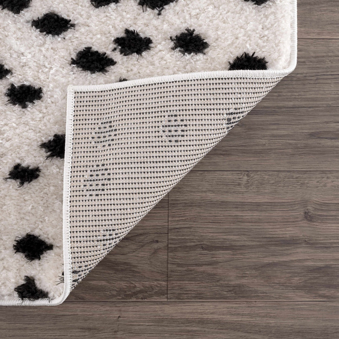 Chaia Dotted Contemporary Ivory and Black Plush Pile Area Rug - The Rug Decor