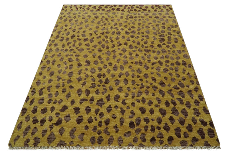 Chaia Dotted Golden - Brown and Purple Hand Knotted 8x10 wool area rug - The Rug Decor