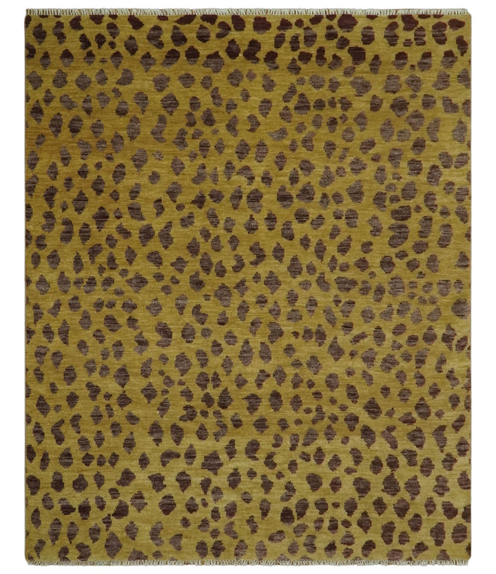 Chaia Dotted Golden - Brown and Purple Hand Knotted 8x10 wool area rug - The Rug Decor