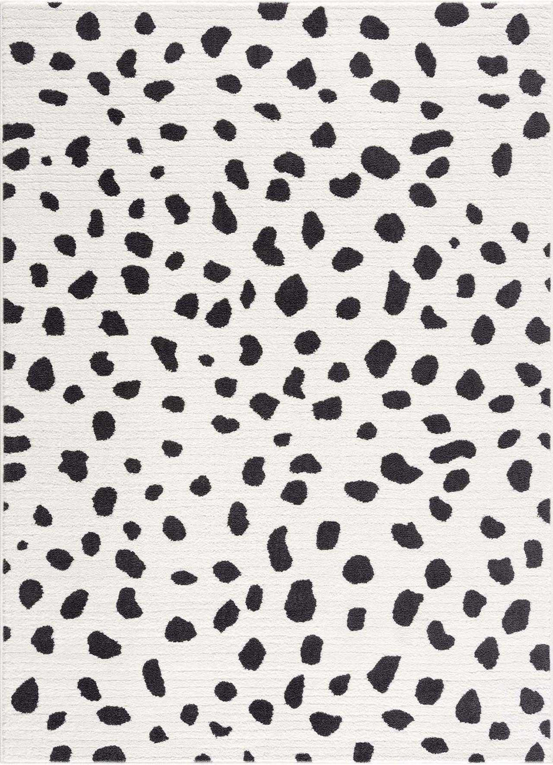 Chaia Dotted Modern Ivory and Charcoal Stripes Texture area rug - The Rug Decor