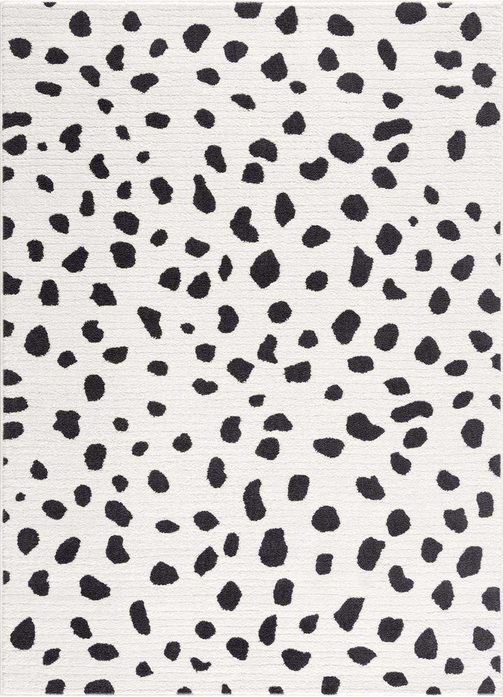 Chaia Dotted Modern Ivory and Charcoal Stripes Texture area rug - The Rug Decor