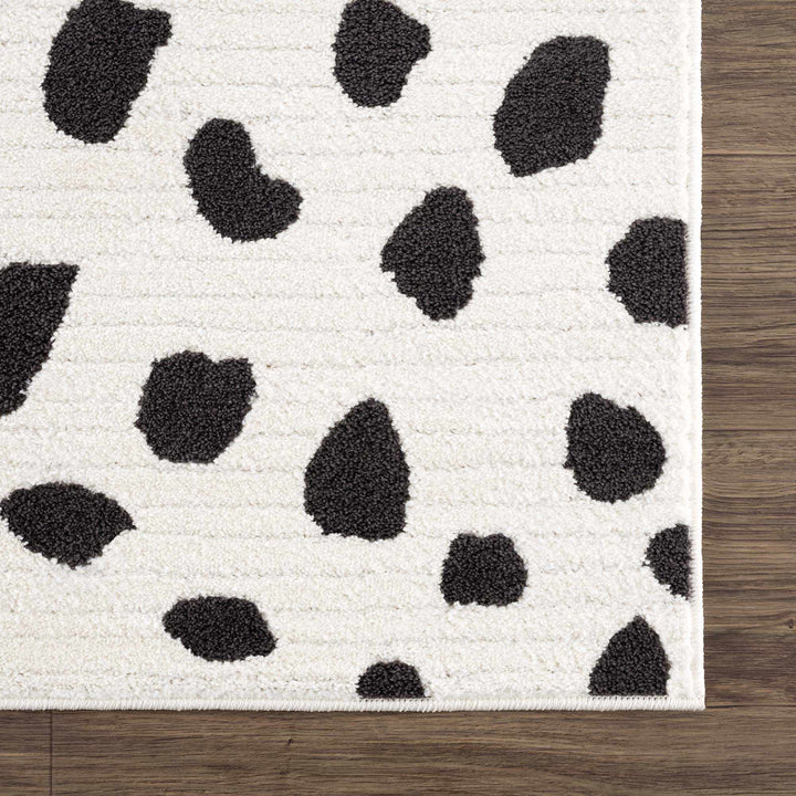 Chaia Dotted Modern Ivory and Charcoal Stripes Texture area rug - The Rug Decor