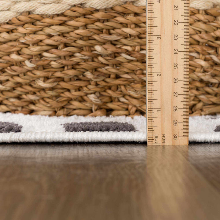Chaia Dotted Modern Ivory and Charcoal Stripes Texture area rug - The Rug Decor